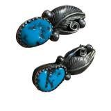 Vintage Sterling Silver and Turquoise Clip-On Earrings