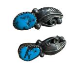 Vintage Sterling Silver and Turquoise Clip-On Earrings
