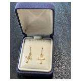 14K Gold Cross Dangle Earrings in Gift Box