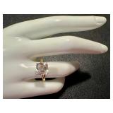 14k Gold Ring with Large CZ Stone, Size 7