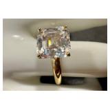14k Gold Ring with Large CZ Stone, Size 7