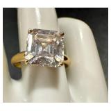 14k Gold Ring with Large CZ Stone, Size 7