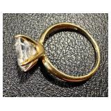 14k Gold Ring with Large CZ Stone, Size 7