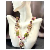 Handcrafted Art Glass Necklace with Handblown Beads, 19 Inches