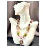 Handcrafted Art Glass Necklace with Handblown Beads, 19 Inches