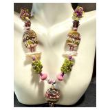 Handcrafted Art Glass Necklace with Handblown Beads, 19 Inches