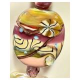 Handcrafted Art Glass Necklace with Handblown Beads, 19 Inches