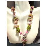 Handcrafted Art Glass Necklace with Handblown Beads, 19 Inches