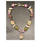 Handcrafted Art Glass Necklace with Handblown Beads, 19 Inches