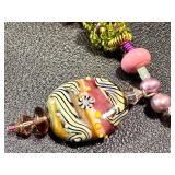 Handcrafted Art Glass Necklace with Handblown Beads, 19 Inches