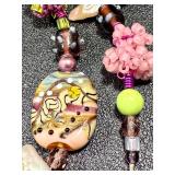 Handcrafted Art Glass Necklace with Handblown Beads, 19 Inches