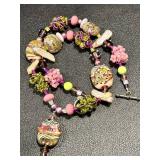 Handcrafted Art Glass Necklace with Handblown Beads, 19 Inches