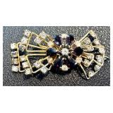 Set of 3 Vintage Costume Brooches with Rhinestones and Faux Pearls