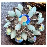 Set of 3 Vintage Costume Brooches with Rhinestones and Faux Pearls