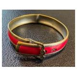 Vintage Red Enamel and Brass Buckle Bracelet