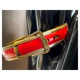 Vintage Red Enamel and Brass Buckle Bracelet