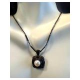 Sterling Silver and Pearl Pendant Necklace, 18 Inches