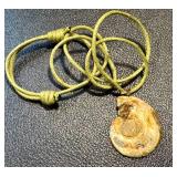 Genuine Ammonite Fossil Pendant Necklace with Cord