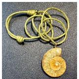 Genuine Ammonite Fossil Pendant Necklace with Cord