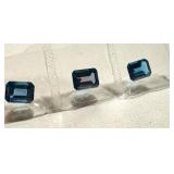 Set of 3 Emerald Cut 1.5ct London Blue Topaz Gemstones