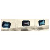 Set of 3 Emerald Cut 1.5ct London Blue Topaz Gemstones