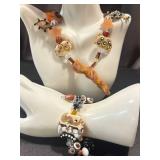 Artisan Handblown Glass Bead Boho Necklace and Bracelet Set