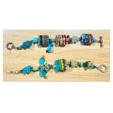 Set of 2 Artisan Lampwork Glass Bead Bracelets