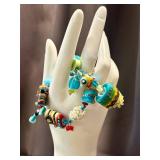 Set of 2 Artisan Lampwork Glass Bead Bracelets