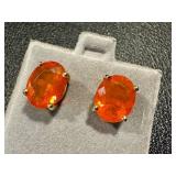 14k Gold Mandarin Garnet Oval Stud Earrings
