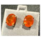 14k Gold Mandarin Garnet Oval Stud Earrings