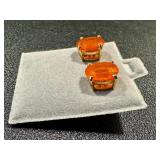 14k Gold Mandarin Garnet Oval Stud Earrings