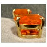 14k Gold Mandarin Garnet Oval Stud Earrings