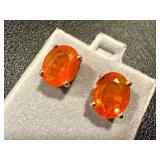 14k Gold Mandarin Garnet Oval Stud Earrings