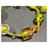Art Glass Bead Bracelet and Earring Set, 7.5 Inch Bracelet