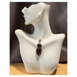 Sterling Silver and Amethyst Pendant, 2.25 Inch