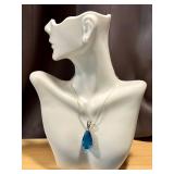 Sterling Silver Blue Topaz Teardrop Pendant Necklace
