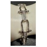 Sterling Silver 7.5 Inch Link Bracelet with Sparkling Accents