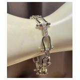 Sterling Silver 7.5 Inch Link Bracelet with Sparkling Accents