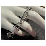 Sterling Silver 7.5 Inch Link Bracelet with Sparkling Accents