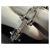 Sterling Silver 7.5 Inch Link Bracelet with Sparkling Accents