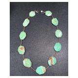 Carved Chrysoprase Gemstone Necklace 20 Inch