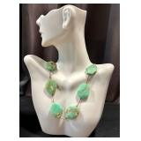 Carved Chrysoprase Gemstone Necklace 20 Inch