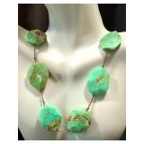 Carved Chrysoprase Gemstone Necklace 20 Inch