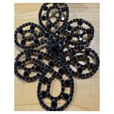 KJL Statement Black Rhinestone Clip Earrings 4.5 Inch Pair