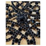 KJL Statement Black Rhinestone Clip Earrings 4.5 Inch Pair