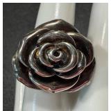 Sterling Silver Rose Flower Ring Size 8