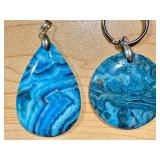 Set of 3 Dyed Blue Lace Agate Pendants with Toggles