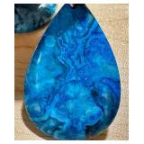 Set of 3 Dyed Blue Lace Agate Pendants with Toggles