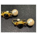 Fashion Jewelry Assortment Including 2" Trifari Earrings and Art Glass Bracelet
