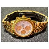 Seiko Quartz Chronograph Gold-Tone Watch and Silver Leaf Bracelet